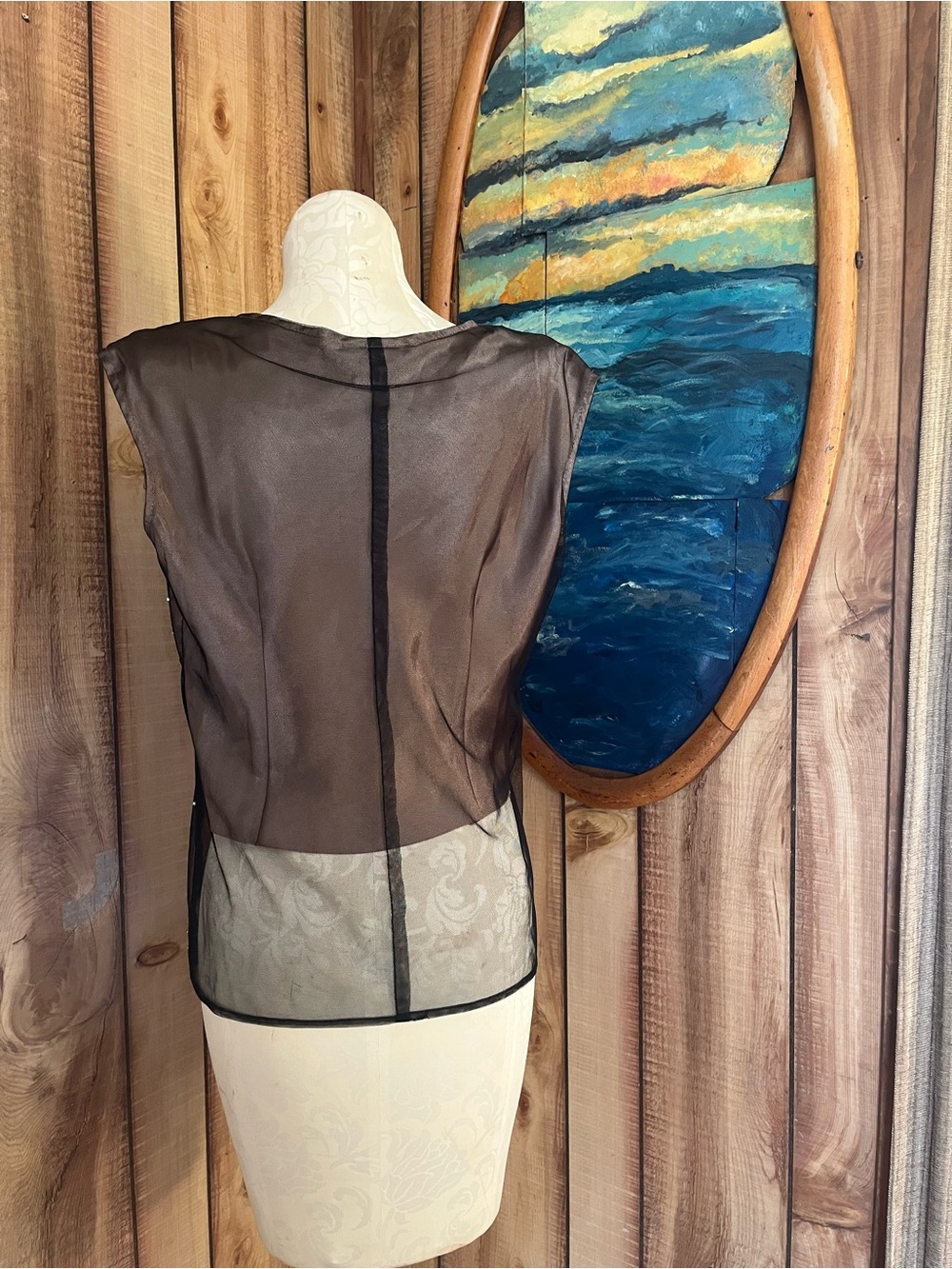💋 Dressbarn Beaded Sheer Cap Sleeve Top - Picture 2 of 5